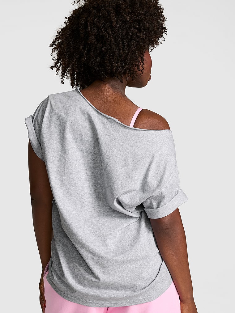 PINK Campus Cotton™ Off-The-Shoulder Tee, onModelBack, 2 of 2