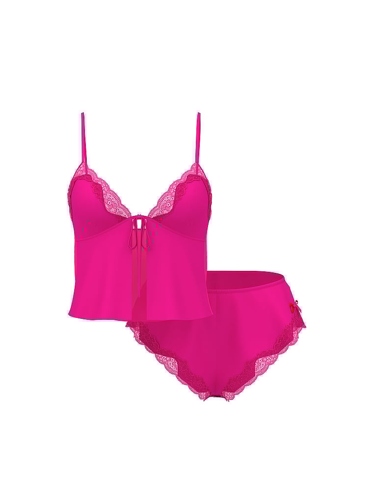 Tease Satin & Chiffon Flyaway Cami Set