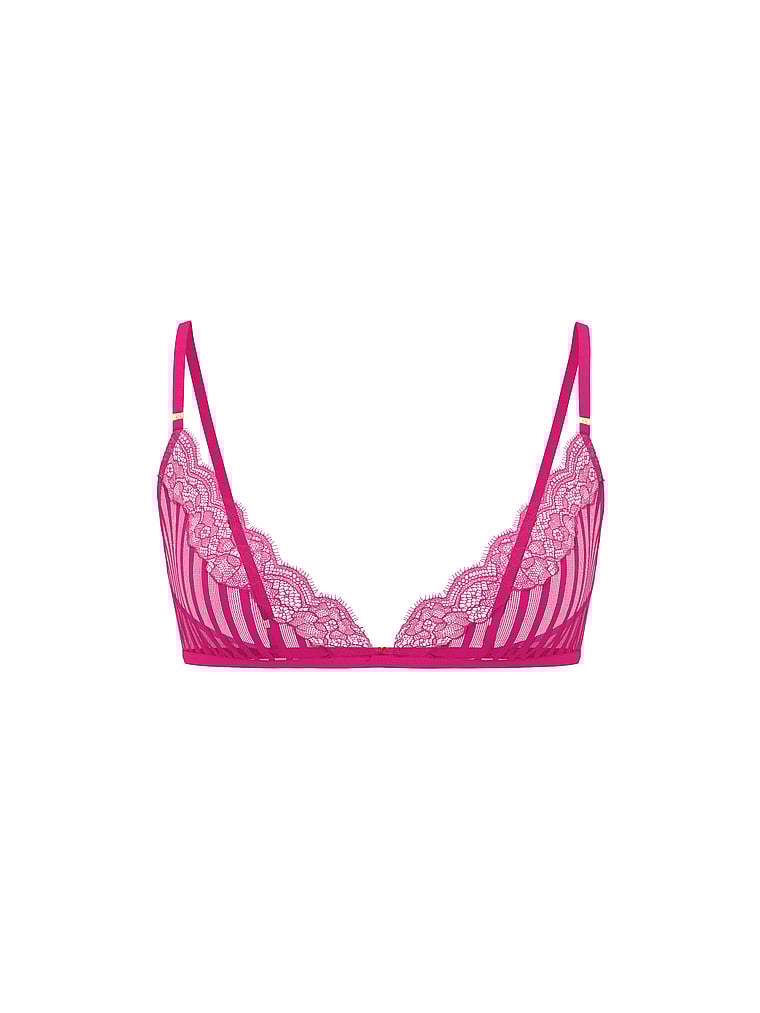 Victoria's Secret, Victoria's Secret Tease Sheer Stripe Triangle Bralette, Enchanted Pink, offModelFront, 4 of 4