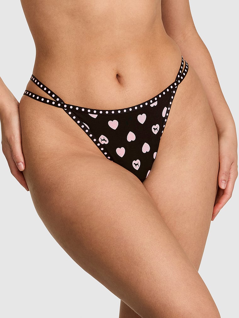 Logo Cotton Scoop Thong Panty