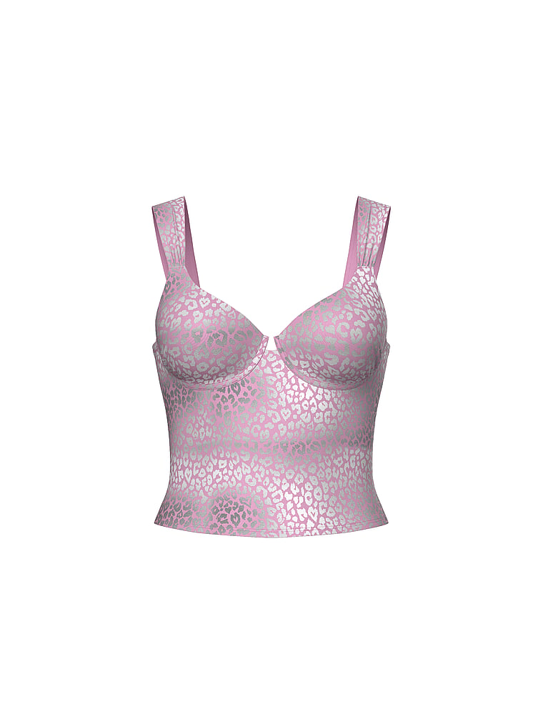 PINK SWIM Ruched Tankini Top, Hushed Lilac Leo, offModelFront, 3 of 3