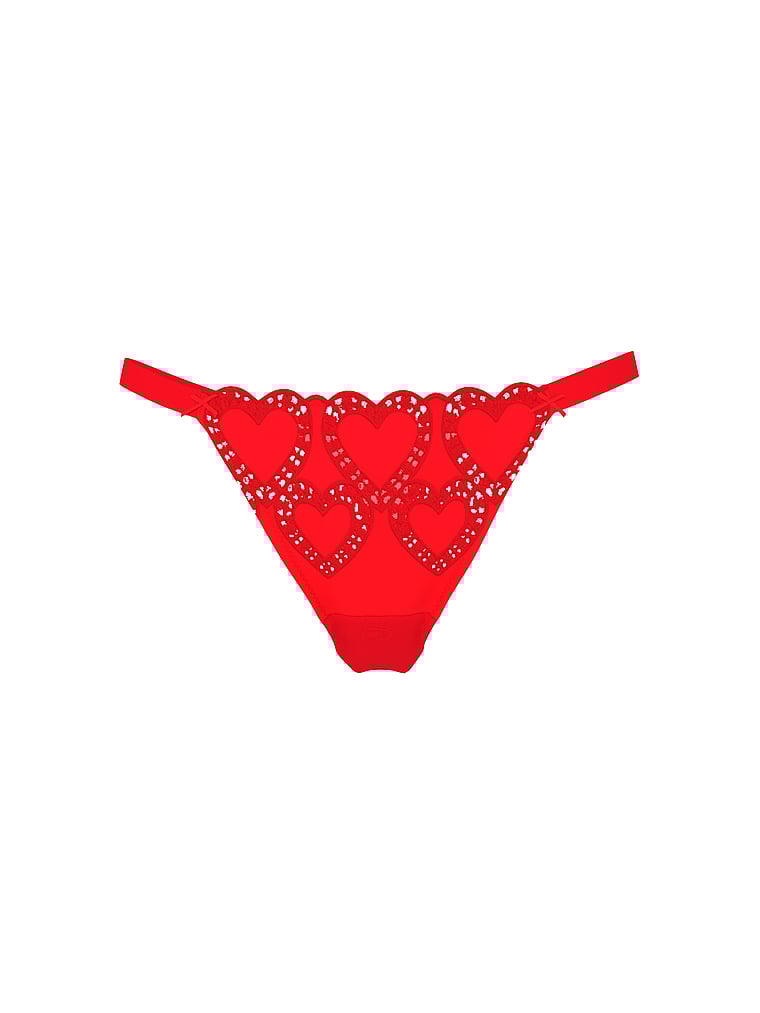 Heartbeat Embroidery Thong Panty