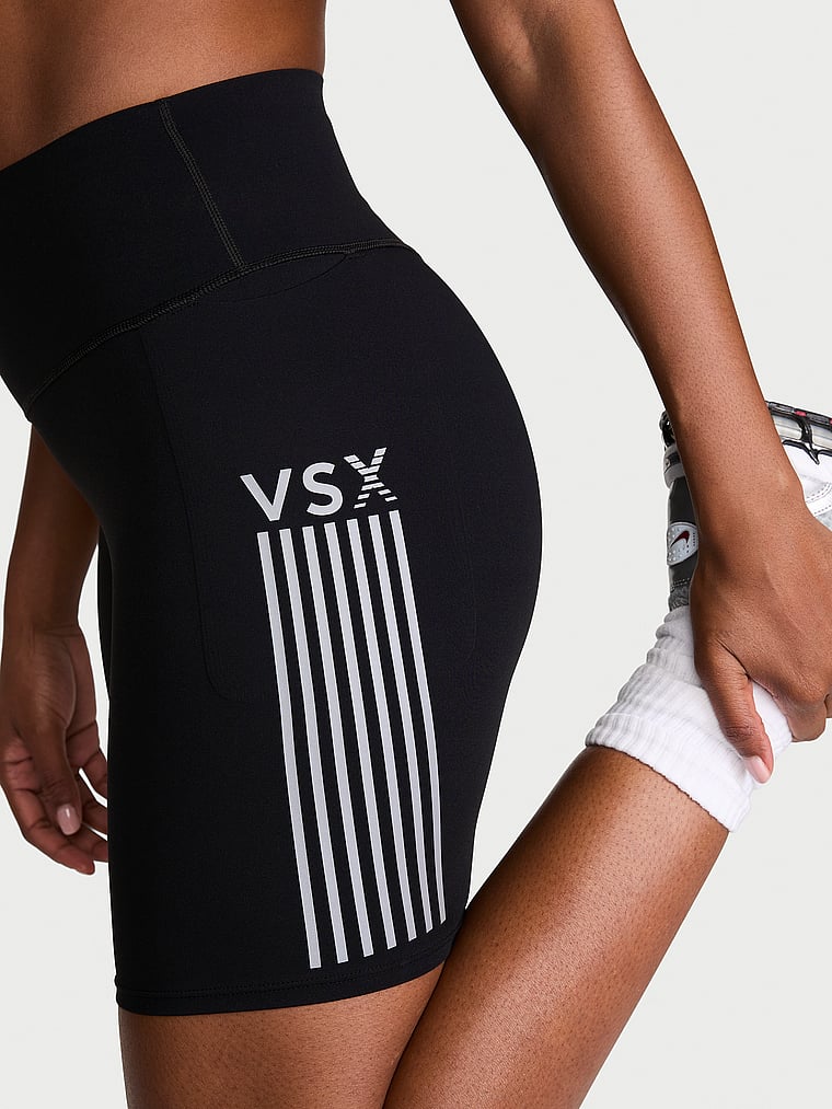 Victoria's Secret, VSX VSX Elevate™ 7" Bike Short, Black, detail, 3 of 3 Tsheca is 5'9" or 175cm and wears Small