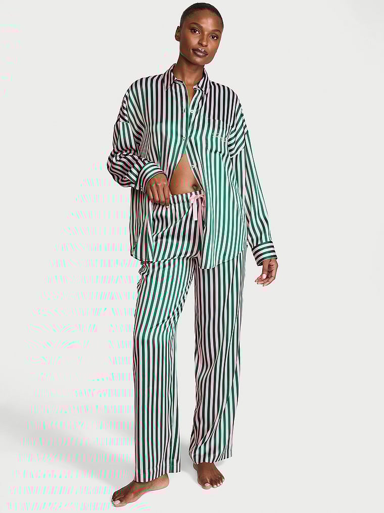 Signature Satin Oversized Long Pajama Set