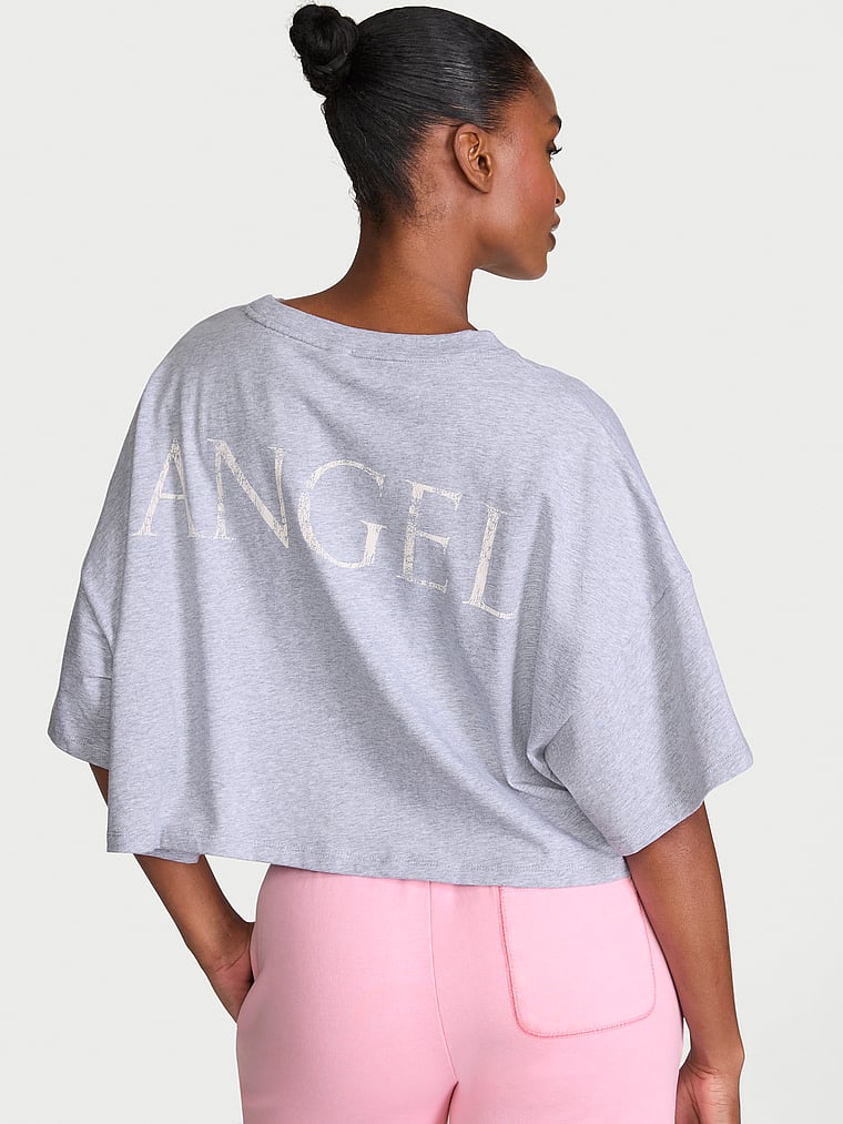 Logo Cotton Oversized Crop Tee