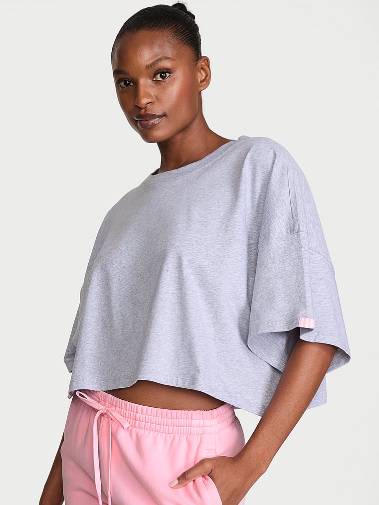Logo Cotton Oversized Crop Tee