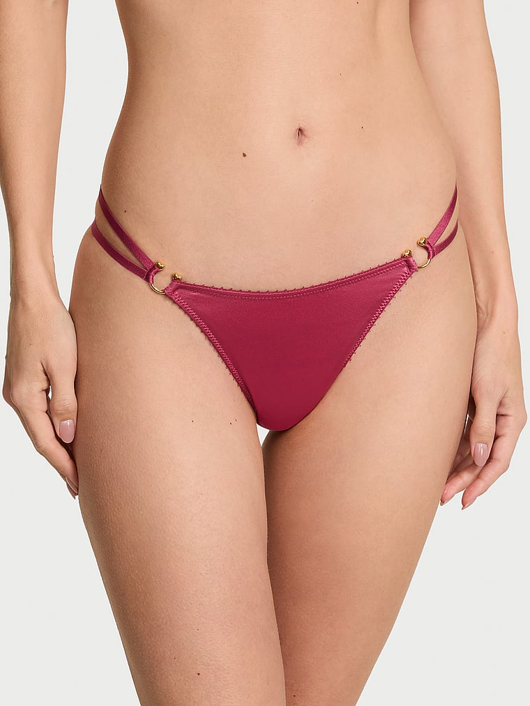 Victoria's Secret, Very Sexy Icon by Victoria's Secret Icon Lace Adjustable Thong Panty, Peony, onModelFront, 1 of 3 Maggie is 5'7" or 170cm and wears Small