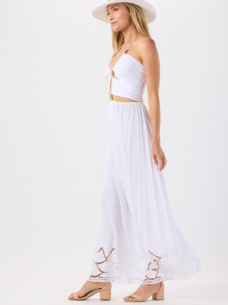 Victoria's Secret, Tiare Hawaii Gianna Maxi Dress, White, onModelSide, 3 of 4