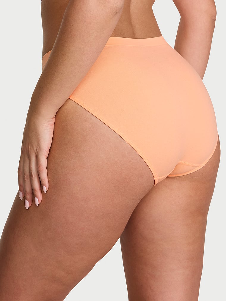 Victoria's Secret, Seamless Seamless High-Leg Brief Panty, Sunlit Apricot, onModelBack, 2 of 3 Lorena is 5'9" and wears Large