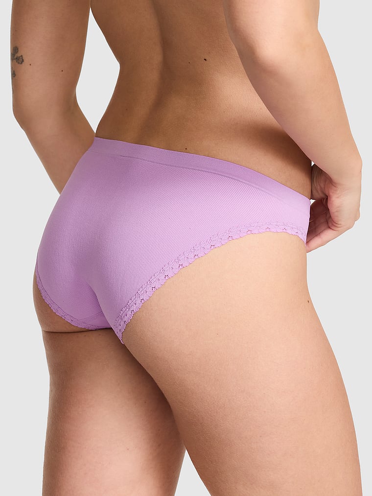 PINK Seamless Bikini Panty, Light Lilac, onModelBack, 2 of 3 Taylor is 5'8" or 173cm and wears Small