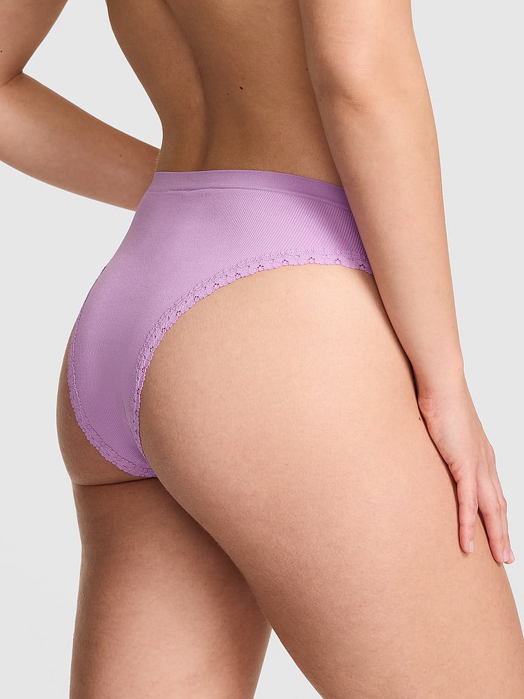 PINK Seamless Brazilian Panty, Light Lilac, onModelBack, 2 of 3 Taylor is 5'8" and wears Small