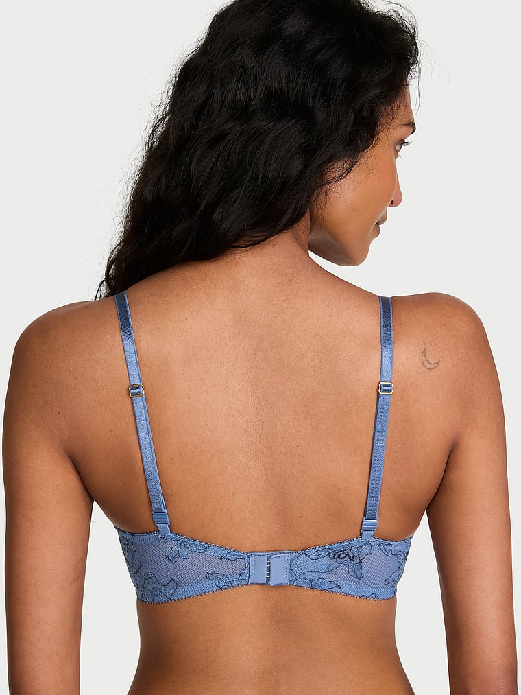 Victoria's Secret, Very Sexy Denim Rose Lace Push-Up Bra, Denim Blue, onModelBack, 5 of 5 Shaanti is 5'9" or 175cm and wears 32B or Small