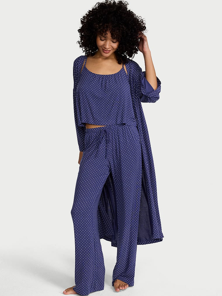 Victoria's Secret, Victoria's Secret SoSoft™ Modal 3-Piece Set, Ink Blue Dots, onModelFront, 1 of 3