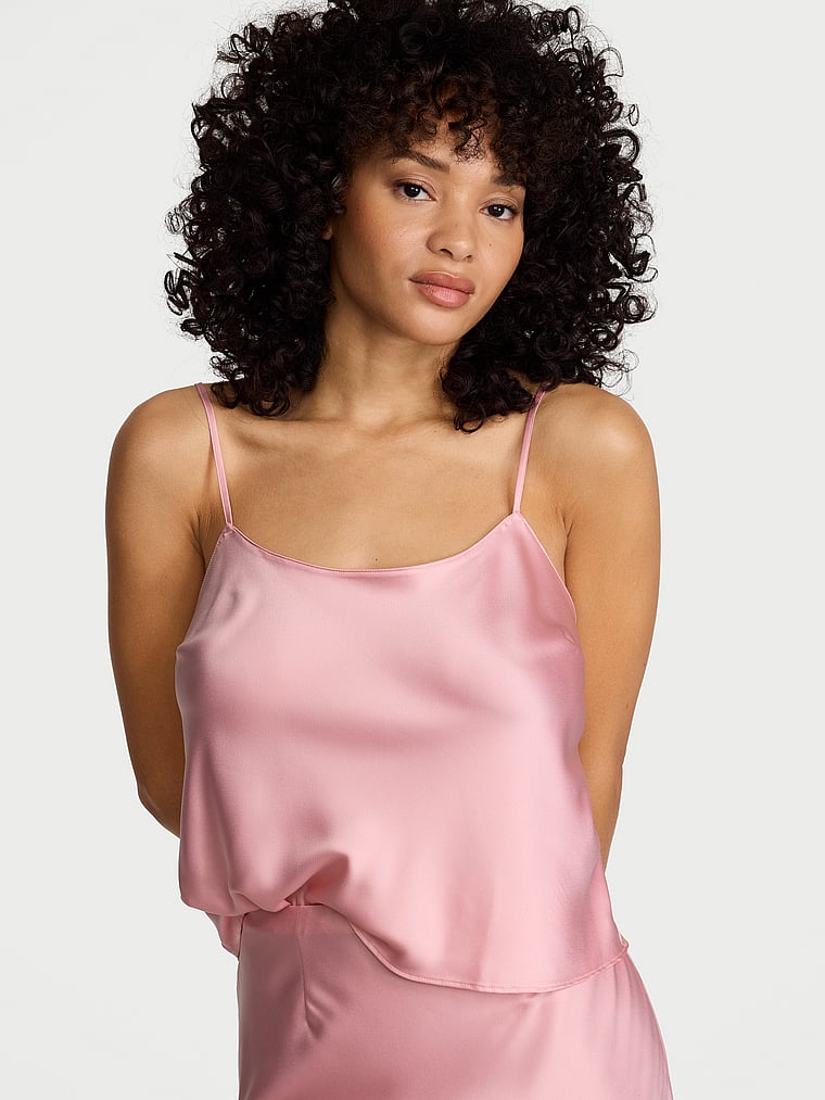Victoria's Secret, Victoria's Secret Satin Cami Top, Dusk Pink, onModelFront, 1 of 4