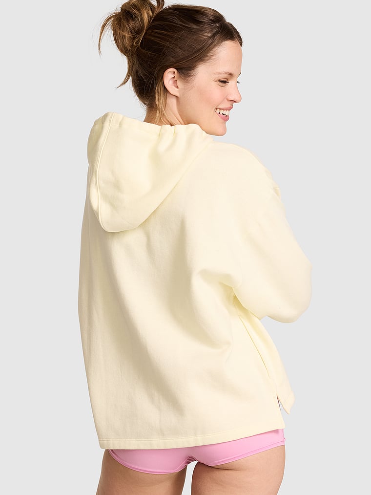 PINK Campus Fleece™ Straight-Cut Hoodie, Palest Yellow, onModelBack, 2 of 3 Taylor is 5'8" or 173cm and wears Small