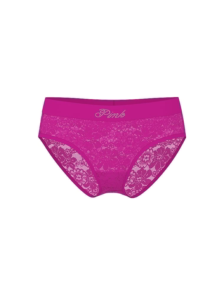PINK Logo Cotton Hiphugger Panty, Pink Fire, offModelFront, 3 of 3