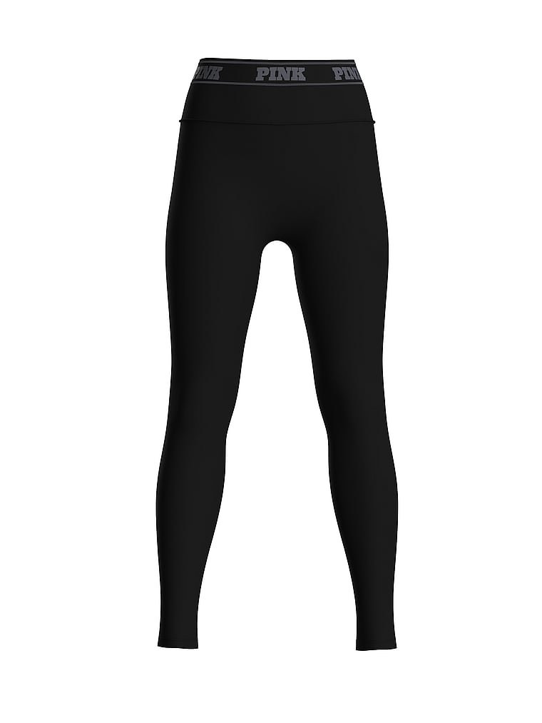 PINK Seamless Classic Logo Leggings, Pure Black, offModelFront, 4 of 4
