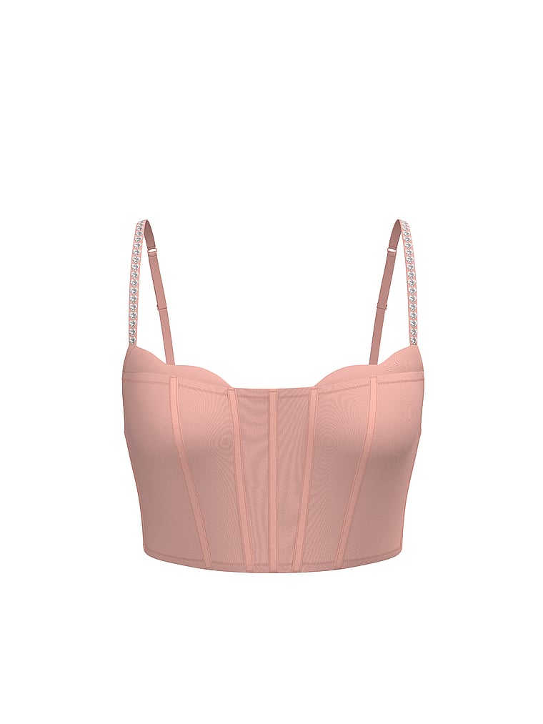 Victoria's Secret, Dream Angels Twinkle Petal Heart Corset Top, Royal Pink, offModelFront, 3 of 3