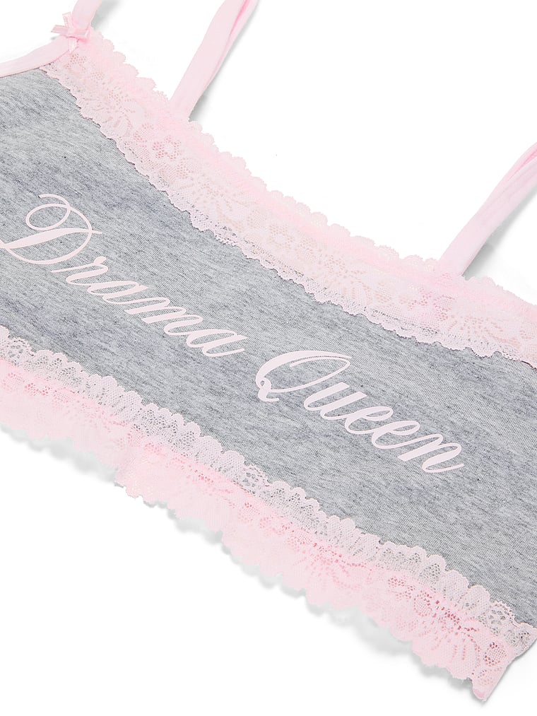 PINK Cotton Lace-Trim Scoop Bralette, Medium Heather Grey Spring, detail, 5 of 5