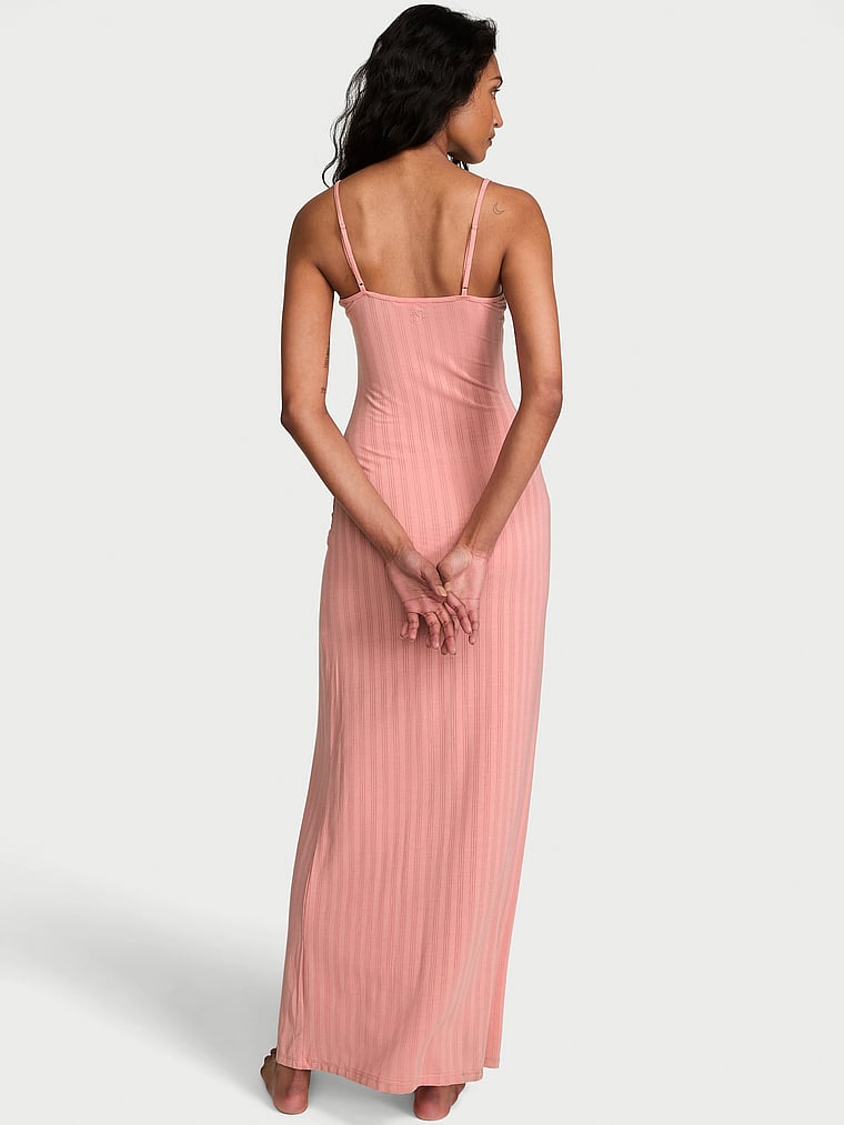 Victoria's Secret, Victoria's Secret SoSoft™ Modal Ultra-Fine Maxi Slip Dress, Blush, onModelBack, 2 of 4 Shaanti is 5'9" and wears Small