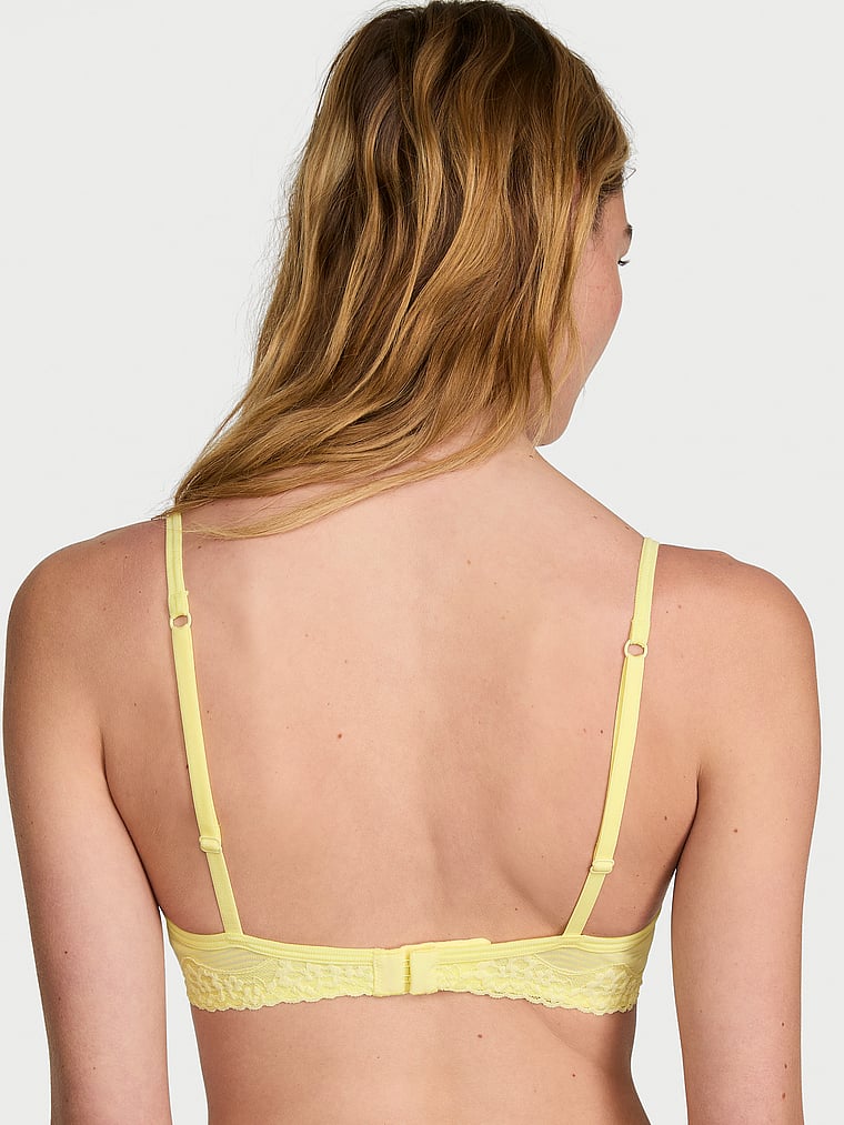 Victoria's Secret, The T-shirt Cotton Shadow Stripe Unlined Demi Bra, Lemonade, onModelBack, 2 of 3
