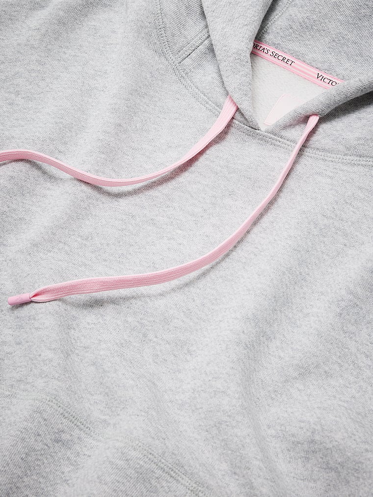 Victoria's Secret, Angel Essentials Popover Fleece Slit Hoodie , Medium Heather Grey, detail, 4 of 4