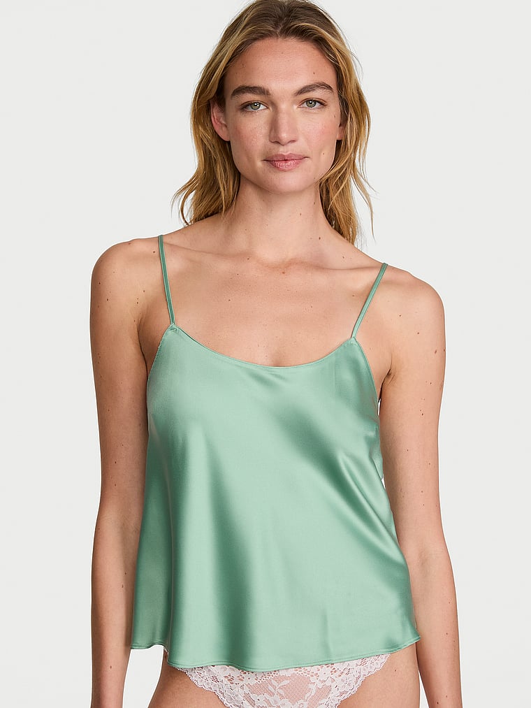 Victoria's Secret, Victoria's Secret Satin Cami Top, Sweet Spearmint, onModelFront, 1 of 3