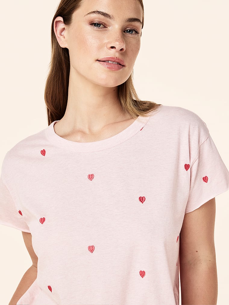 Jada Hearts Cotton Boxy Tee and Straight-Leg Pant