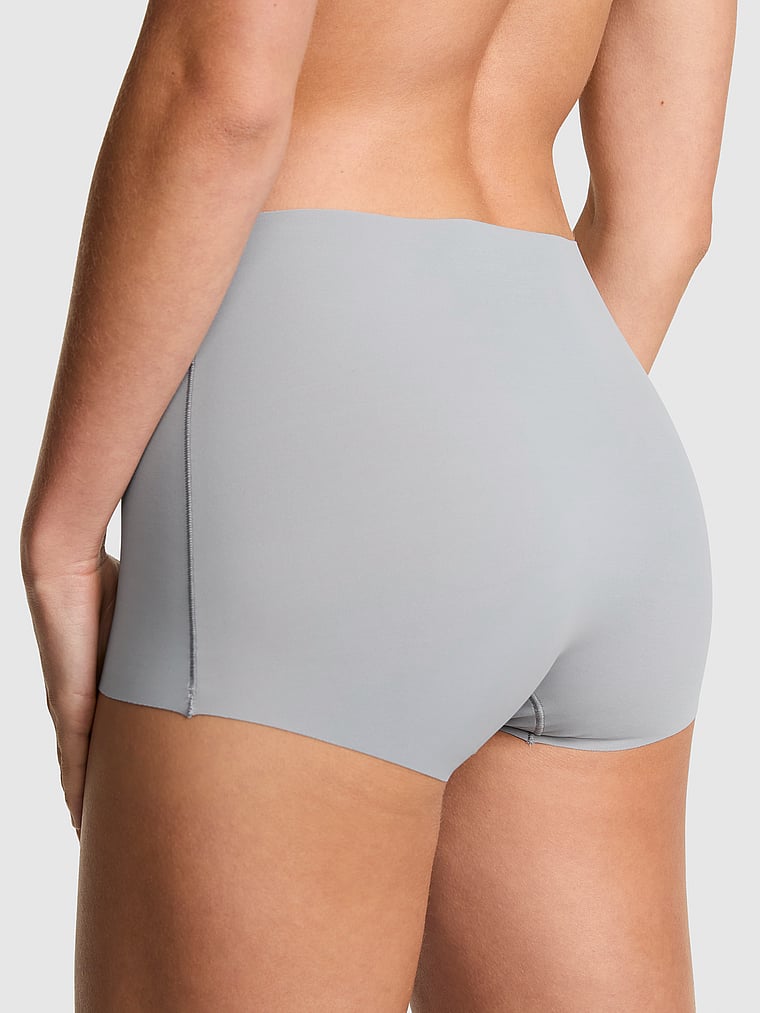 PINK No-Show Mid-Rise Boyshort Panty, Grey Oasis, onModelBack, 2 of 5 Breanna is 5'8" and wears Large