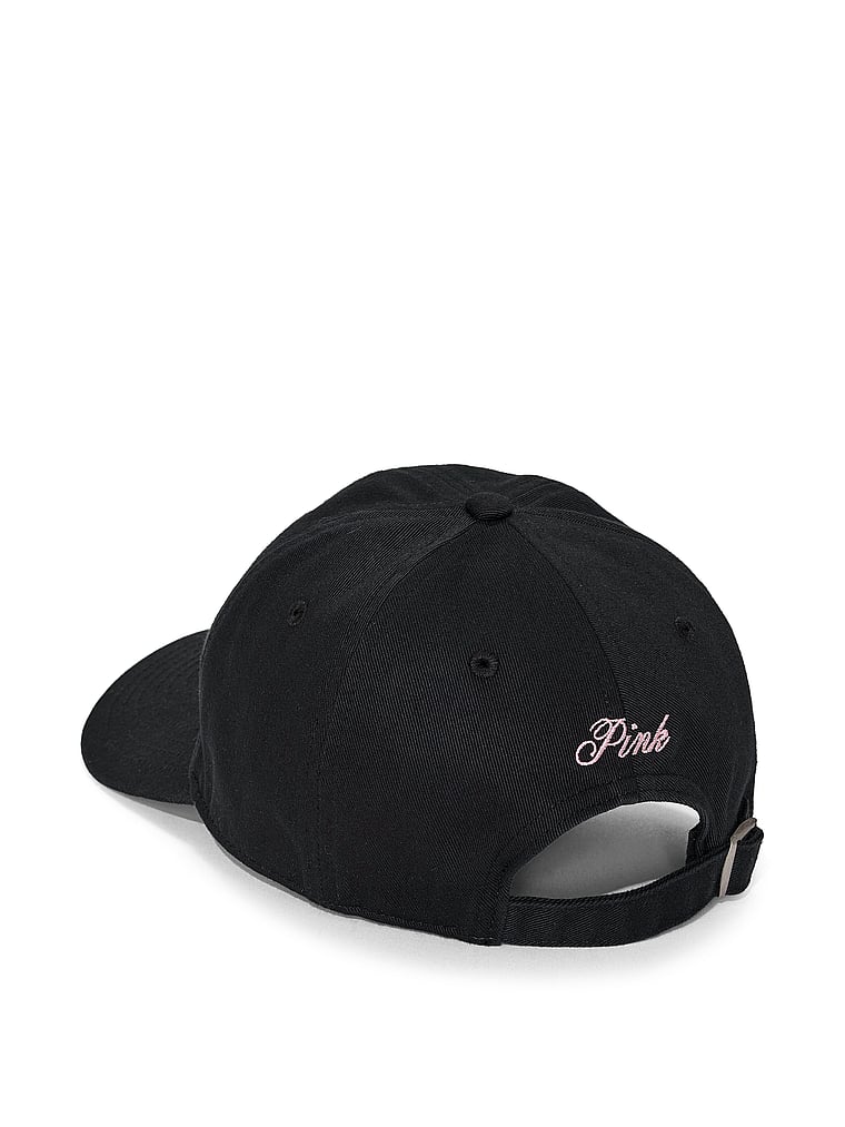 PINK Baseball Hat, Pure Black, offModelBack, 3 of 4