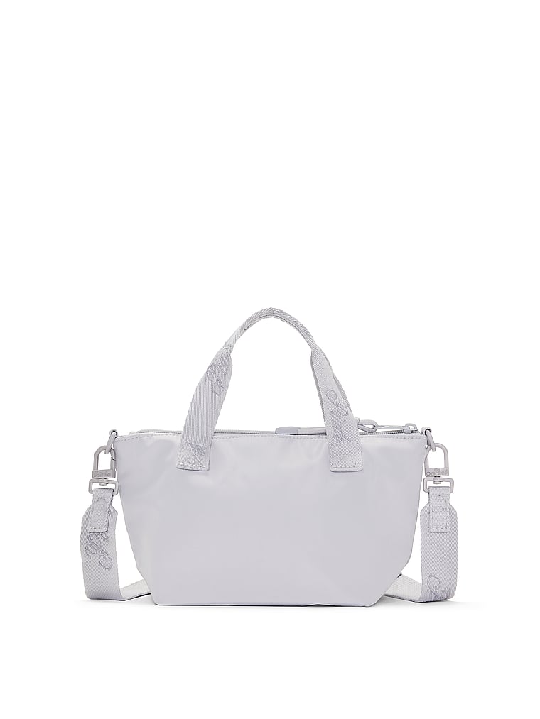 PINK Mini Crossbody Nylon Tote Bag, Dusty Lilac Diamanté Butterfly, offModelBack, 4 of 4