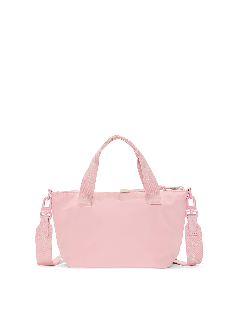 PINK Mini Crossbody Nylon Tote Bag, Dollhouse, offModelBack, 4 of 4