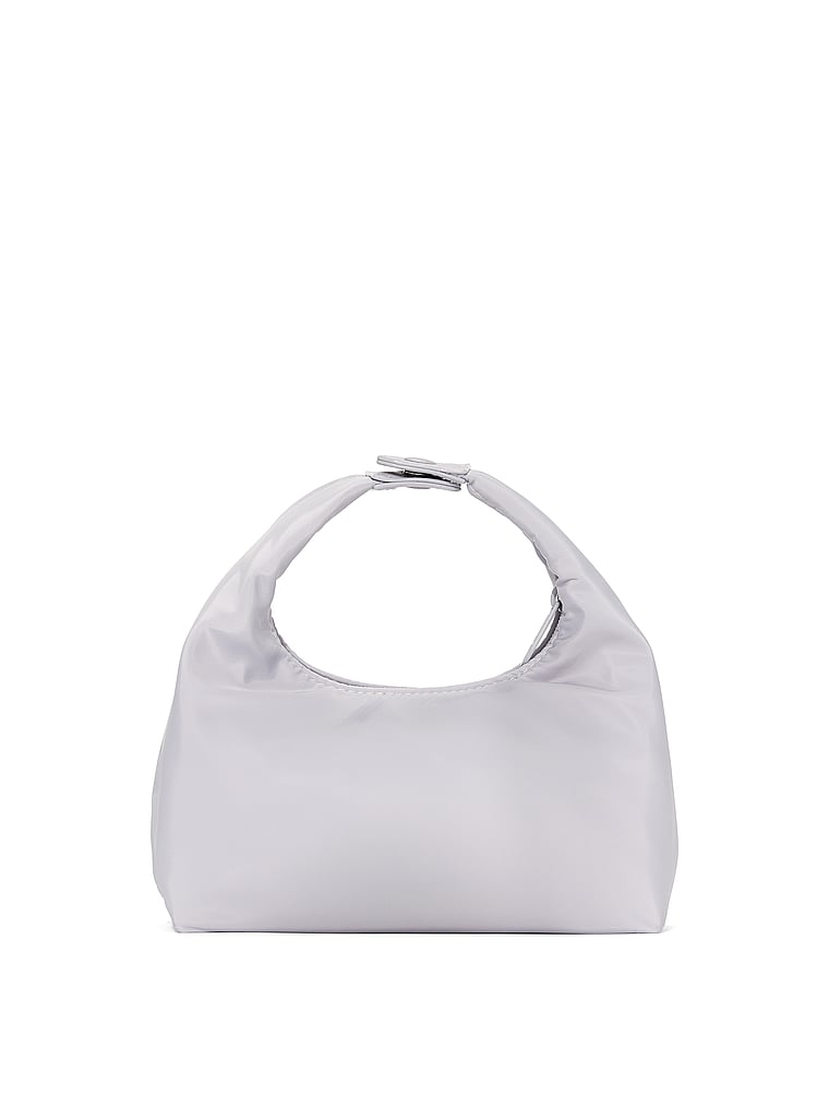 PINK Nylon Snap Makeup Bag, Dusty Lilac Diamanté Butterfly, detail, 3 of 3