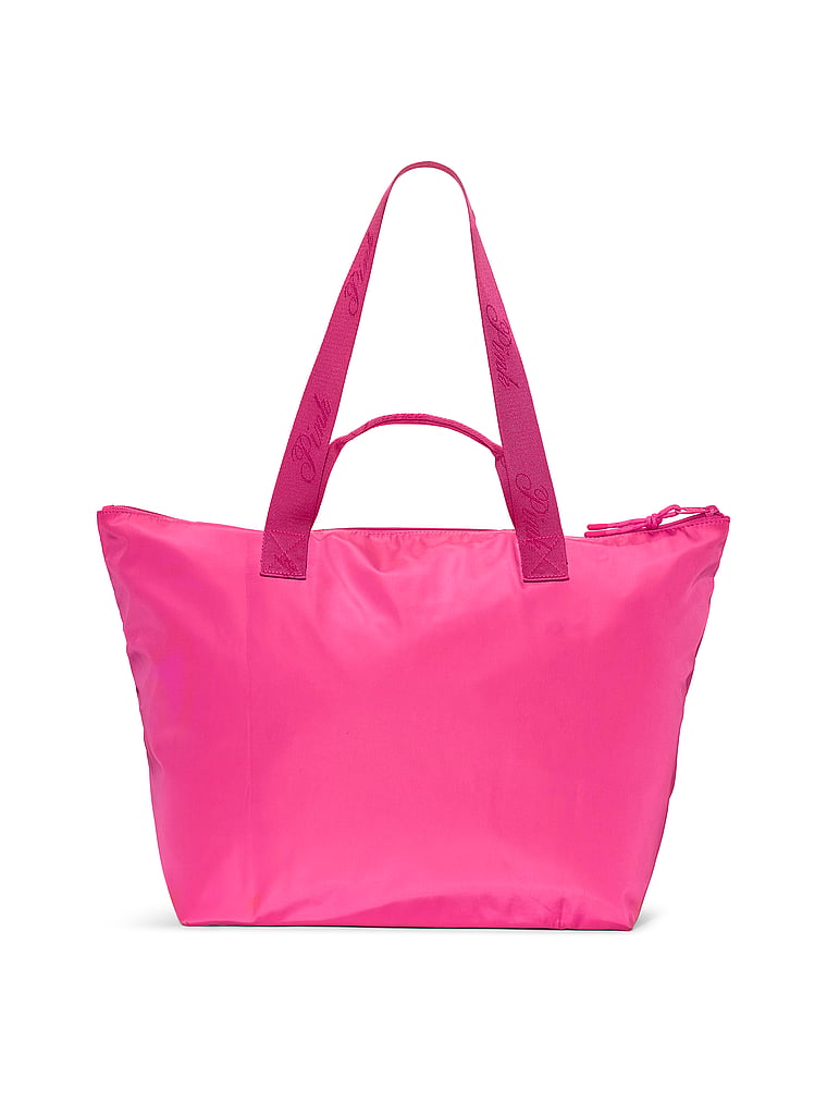 PINK Nylon Tote Bag, Pink Twirl, offModelBack, 4 of 4