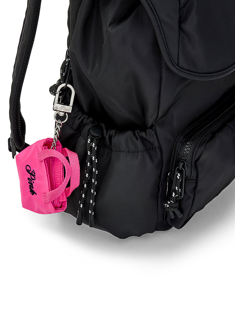 PINK Mini Tote Keychain Charm, Pink Twirl LOVE PINK, onModelBack, 2 of 2