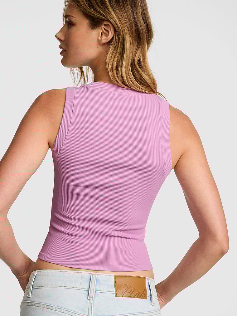 Soft Seamless High-Neck Cropped Tank
