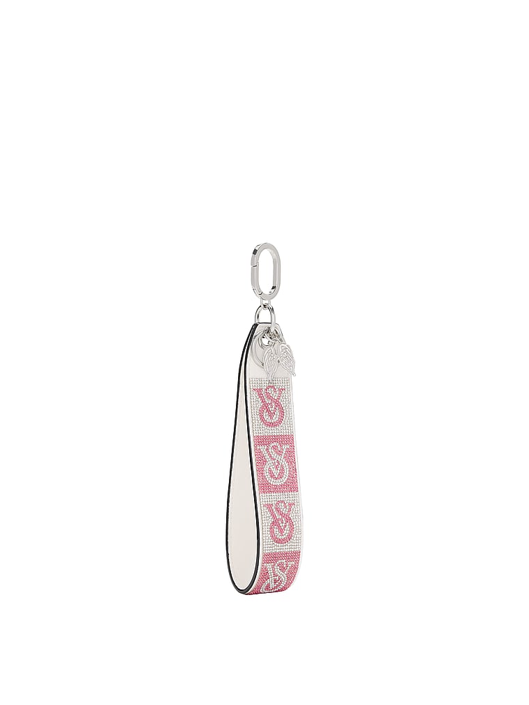 Victoria's Secret, Victoria's Secret Wristlet Strap Keychain, Vs White Monogram, onModelFront, 1 of 2