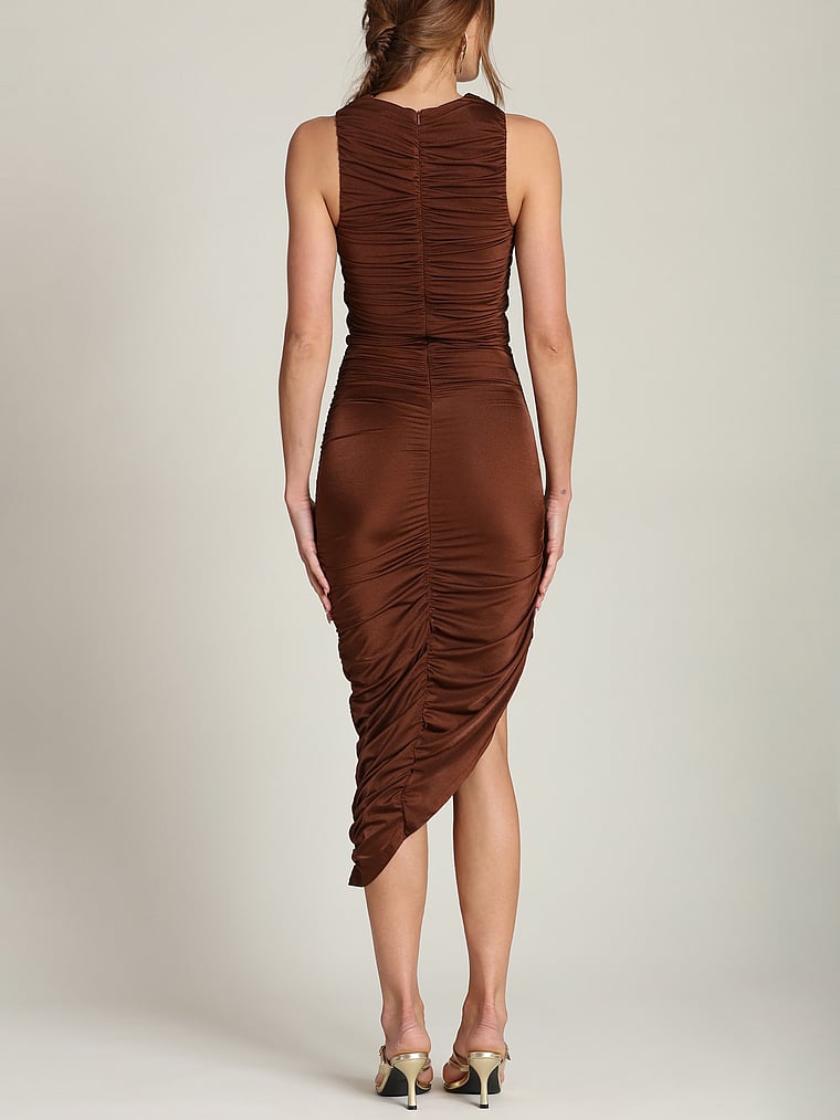 Draped Body-Con Cowl Neck Dress