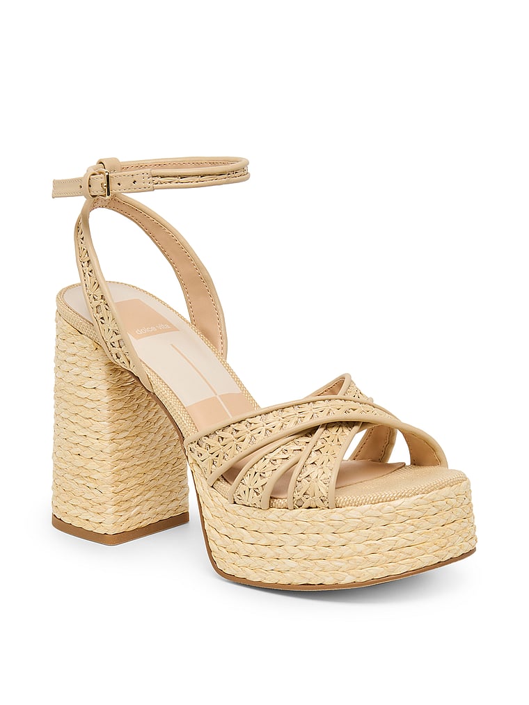 Dolce Vita Danila Block Heel Sandals, Natural, onModelFront, 1 of 4