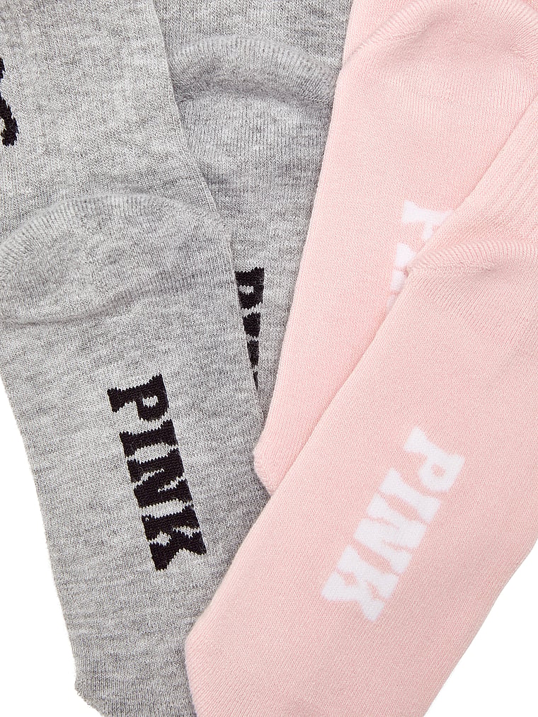 PINK 2-Pack Quarter Socks, Medium Heather Grey/Dollhouse Dog, onModelBack, 2 of 2