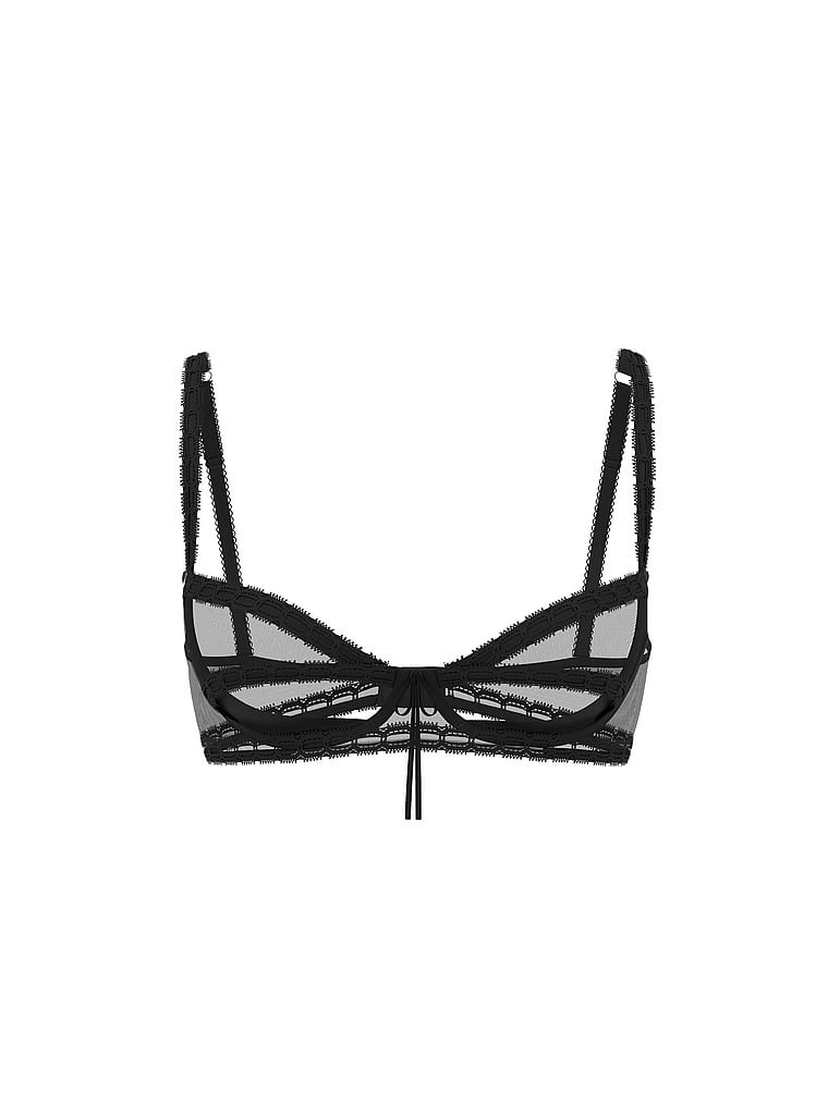 Buy Wicked Unlined Ribbon Slot Open-Cup Balconette Bra, Black - Order ...