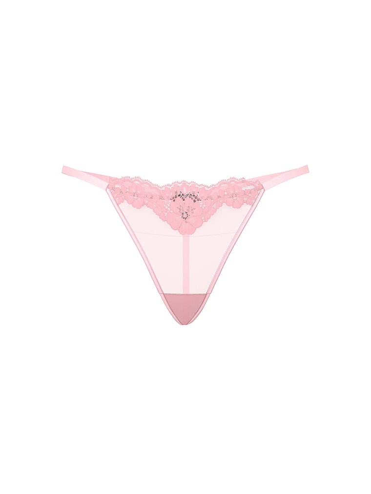Victoria's Secret, Dream Angels Crystal Heartware V-String Panty, Petal Pink, offModelFront, 3 of 3