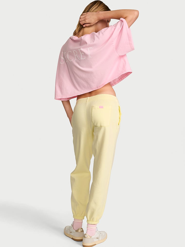 Victoria's Secret, Angel Essentials Iconic Fleece Relaxed Jogger Sweatpant, Lemonade, onModelBack, 2 of 3 Aga is 5'10" and wears Small