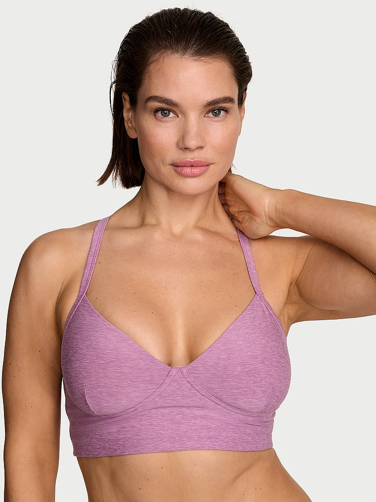 Victoria's Secret, VSX VSX LUXMarl™ Racerback Sports Bra, Violet Frost, onModelFront, 1 of 3
