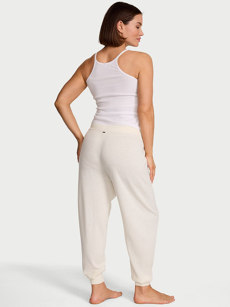 Victoria's Secret, Victoria's Secret Luxe Knit Jogger Pants, Soft Ivory, onModelBack, 2 of 4