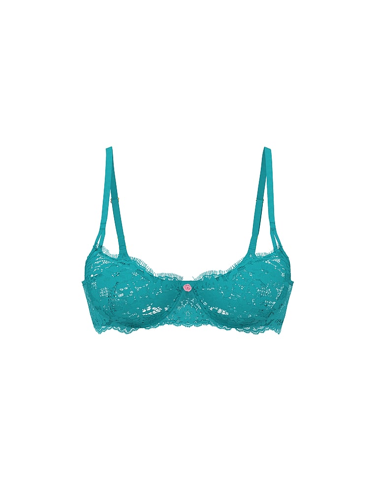 Victoria's Secret, Dream Angels Wicked Unlined Lace Balconette Bra, Weekend Blue, offModelFront, 4 of 4