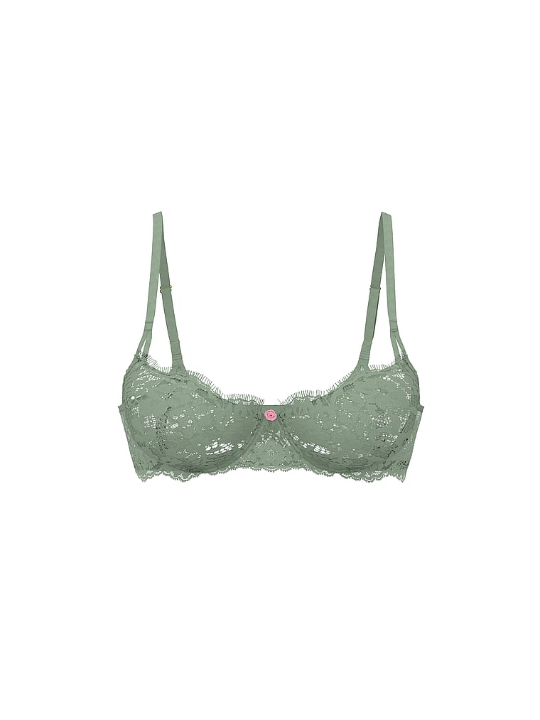 Victoria's Secret, Dream Angels Wicked Unlined Lace Balconette Bra, Sweet Spearmint, offModelFront, 4 of 4