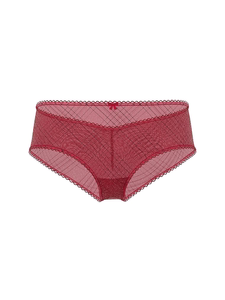 Victoria's Secret, The Lacie Lace Cheeky Panty, Red Lacquer Plaid, offModelFront, 3 of 3