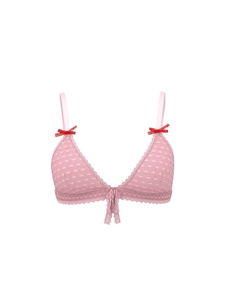 Victoria's Secret, Victoria's Secret Heart Lace Unlined Triangle Bralette, Petal Pink, offModelFront, 4 of 4