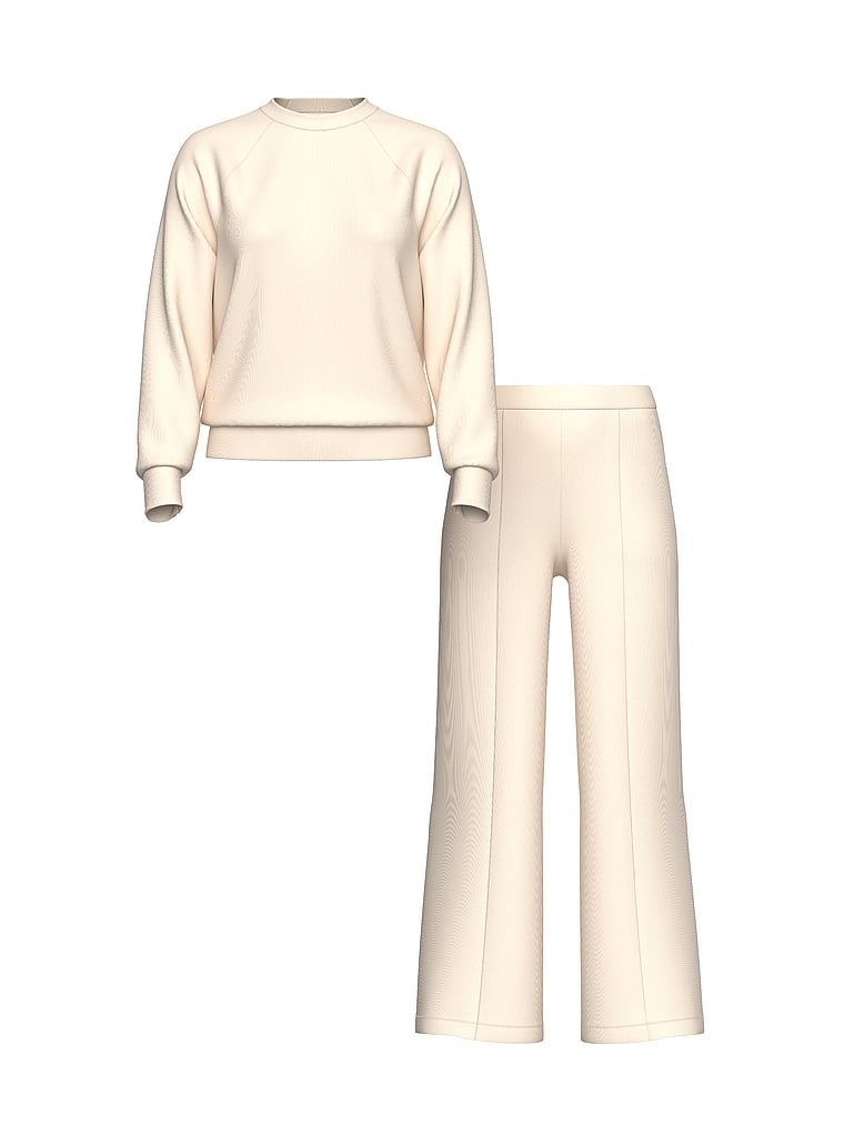 Victoria's Secret, VSX VSX Winter Featherweight Knit 2-Piece Lounge Set, Swan Ivory, offModelFront, 3 of 4